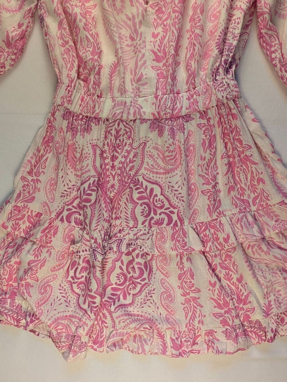 Zara Pink and White Floral Girly Patterned Dress with Tie Neck Size S - Picture 6 of 8